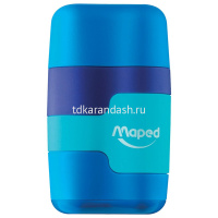 Точилка 2 отв. "Connect 2в1" с ластиком и контейнером, пластик, цвет ассорти 49221 от магазина "Карандаш"