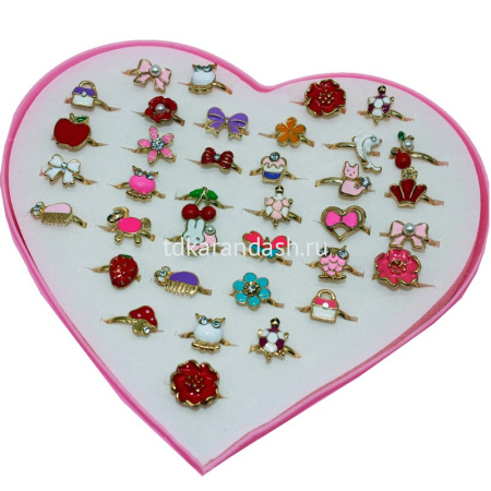 Кольцо с цветным рисунком, ассорти, металл Y8025-18 от магазина "Карандаш"