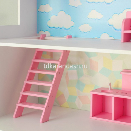 Кукольный дом 3 этажа "Джем" 70х94х30см с обоями и набором мебели, дерево ДК20220П/1 от магазина "Карандаш"