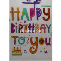 Пакет подарочный "С Днем Рождения" 26х32х12см 4 вида ZH2035 от магазина "Карандаш"