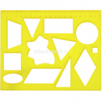 Трафарет геометрических фигур №2 20,5х16,5см, 12 элементов, пластик 12С 837-08 от магазина "Карандаш"