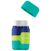 Точилка 2 отв. "Connect 2в1" с ластиком и контейнером, пластик, цвет ассорти 49221 от магазина "Карандаш"