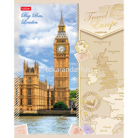 Тетрадь А5 48л клетка "Путешествие в Европу" на скобе 3D фольга матовая ламинация 5 дизайнов 050497 от магазина "Карандаш"