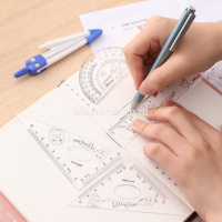 Набор 5 предметов (линейка 15см, 2 треугольника, транспортир, циркуль) пластик E9598 от магазина "Карандаш"