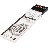 Карандаши угольные 6шт "Sketch&Art" (мягкий, средний, твердый) картон 25-002 от магазина "Карандаш"