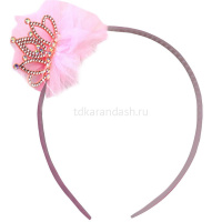 Ободок Бант 15см с короной и стразами, пластик/текстиль 2 цвета Y10623-24 от магазина "Карандаш"