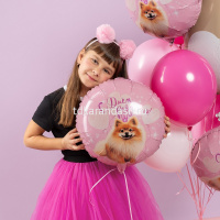 Шар воздушный 46см(18") Круг "С Днем Рождения! Шпиц" фольга 26201 от магазина "Карандаш"