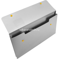 Папка-конверт на кнопке А4 пластик 0,45мм с расширением 25мм, серый E5576 от магазина "Карандаш"