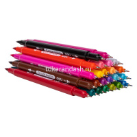 Фломастеры 24 цвета "Color Emotion" двусторонние (кисть, игловидный), в пластиковом пенале EC151-24 от магазина "Карандаш"