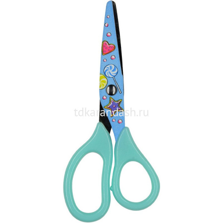 Ножницы детские 13,7см "Happycut" сталь, ручки пластиковые, лезвия с принтом, 4 вида 60-0033/04 от магазина "Карандаш"