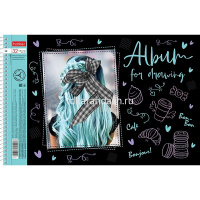 Альбом для рисования А4 32л "Модные девочки" на спирали перфорация на отрыв, 5 дизайнов 074773 от магазина "Карандаш"