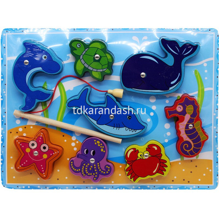 Пазл-игра "Рыбалка" 30х22см на магнитах, дерево (1 удочка, рыбки) 11389-24 от магазина "Карандаш"