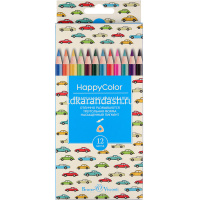 Карандаши акварельные 12 цветов "HappyColor" трехгранные, картон, 6 видов 30-0066 от магазина "Карандаш"