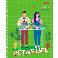 Тетрадь А5 96л клетка "Active life" на спирали матовая ламинация 4 дизайна 080268 от магазина "Карандаш"