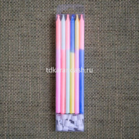 Свечи д/торта 12шт. 15см с подсвечниками "Радужное ассорти" 6079130 от магазина "Карандаш"