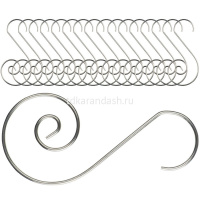 Набор металлических крючков 5х2,5см 20шт. для ёлочных украшений, серебристые НУ-6172 от магазина "Карандаш"