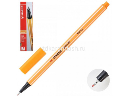 Ручка капиллярная "Stabilo point" 0,4мм оранжевая 88/54