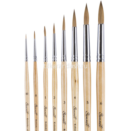 Кисть колонок микс круглая №5 короткая ручка 111205 от магазина "Карандаш"