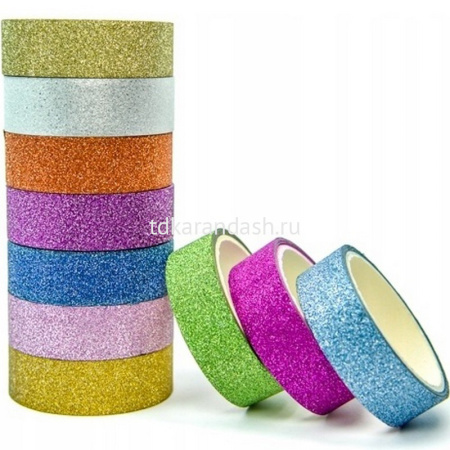 Клейкая лента бумажная 15мм х 3м с блестками Y9257-19 от магазина "Карандаш"