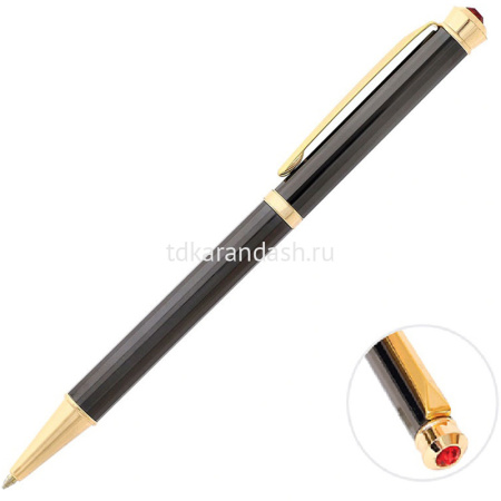 Ручка шариковая "Jewel" 0,7мм синяя, металл, черно-золотой корпус F-1231