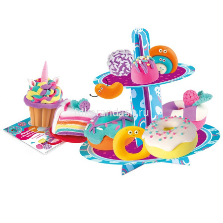 Набор д/лепки из пластилина 7 цветов "Весёлая выпечка" (тарелка, стек-нож, заготовка д/подставки) от магазина "Карандаш"