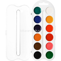 Краски акварельные 12 цветов "Цветик" медовая без кисточки пластиковая упаковка 2742189 от магазина "Карандаш"