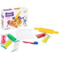 Набор д/лепки из теста 6 цветов 30гр. "Пицца" (блистер для лепки, нож для пиццы, скалка) TA2041 от магазина "Карандаш"
