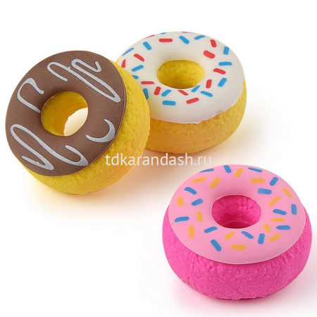 Ластик "Сладкое настроение. Пончики" 30х30х15мм 3 вида 42-0069 от магазина "Карандаш"