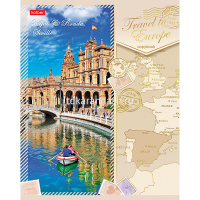 Тетрадь А5 48л клетка "Путешествие в Европу" на скобе 3D фольга матовая ламинация 5 дизайнов 050497 от магазина "Карандаш"