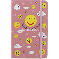Бизнес-блокнот А5 80л "Смайлики" на резинке, линия, обложка 7БЦ, 4 вида 3783-28L от магазина "Карандаш"