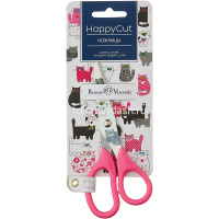 Ножницы детские 13,7см "Happycut" сталь, ручки пластиковые, лезвия с принтом, 4 вида 60-0033 от магазина "Карандаш"