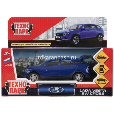 Машина "Lada Vesta SW Cross" синяя, инерционная, металл 12см (открывающиеся двери) VESTA-CROSS-BU