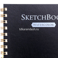 Скетчбук 16х16см 25л 200г/м2 "Fin" акварельная бумага, на спирали, на резинке,твердая обложка,черный от магазина "Карандаш"