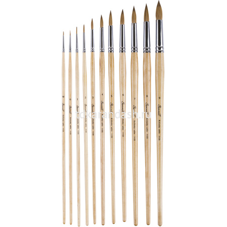 Кисть колонок микс круглая №5 длинная ручка 112205 от магазина "Карандаш"