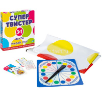 Игра "Супертвистер 3в1. Твистер. Фанты. Угадай, кто?" 23,5х23,5см 2314C от магазина "Карандаш"