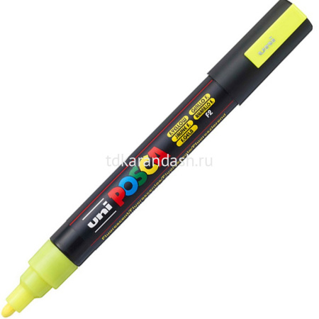 Маркер на водной основе "POSCA" флуоресцентно-желтый, пулевидный наконечник, толщина линии 1.8-2.5мм
