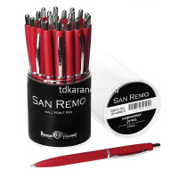 Ручка шариковая "San Remo" 1,0мм синяя, автомат, красный корпус, металл 20-0249/17 от магазина "Карандаш"