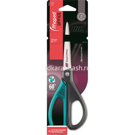 Ножницы 21см "Essentials Green Deco" сталь, ручки пластик, эргономичные, цвет ассорти 468101 от магазина "Карандаш"