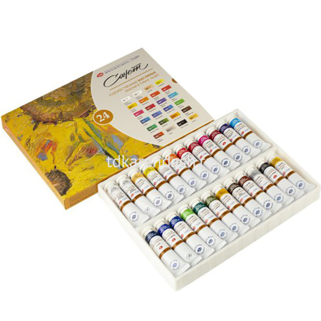 Краски масляные 24 цвета 18мл кюветы Сонет 26412522 от магазина "Карандаш"