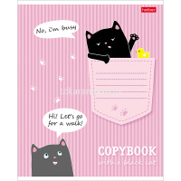 Тетрадь А5 12л клетка "Котик в кармашке" на скобе, 5 дизайнов 12Т5В1/062625 от магазина "Карандаш"