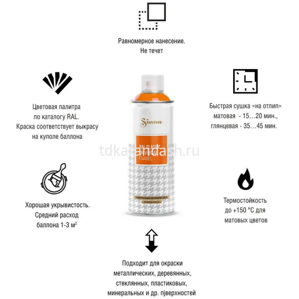 Краска в аэрозоли 520мл "Classic" черная глянцевая RAL 9005/SNCL003 от магазина "Карандаш"