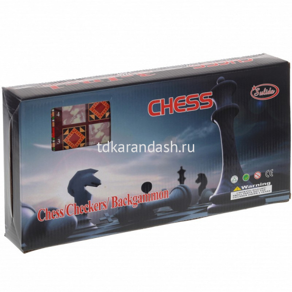 Игра настольная 3 в 1 (шахматы, шашки, нарды) 34х16х5,5см 231295 от магазина "Карандаш"